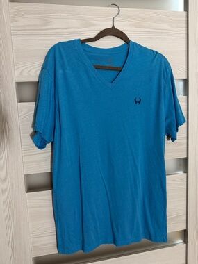 Hylete Men's V-Neck Tee in Teal Blue